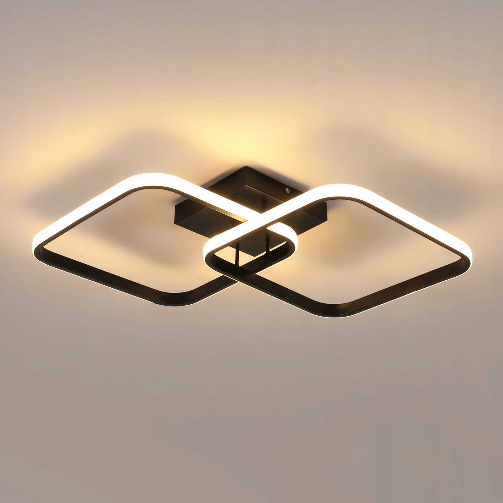 Lampa Sufitowa Led Plafon Zyrandol Kwadrat Czarny Nowoczesny 50W 3000K