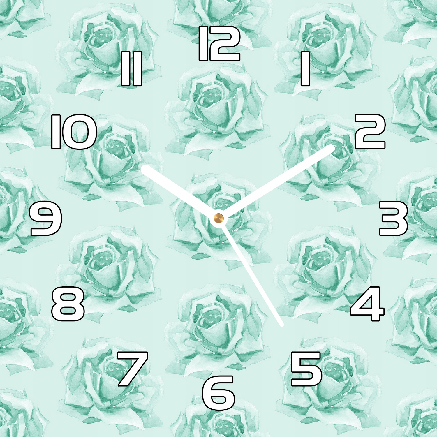 

Nowoczesny zegar szklany Akwarela róże 30x30 cm