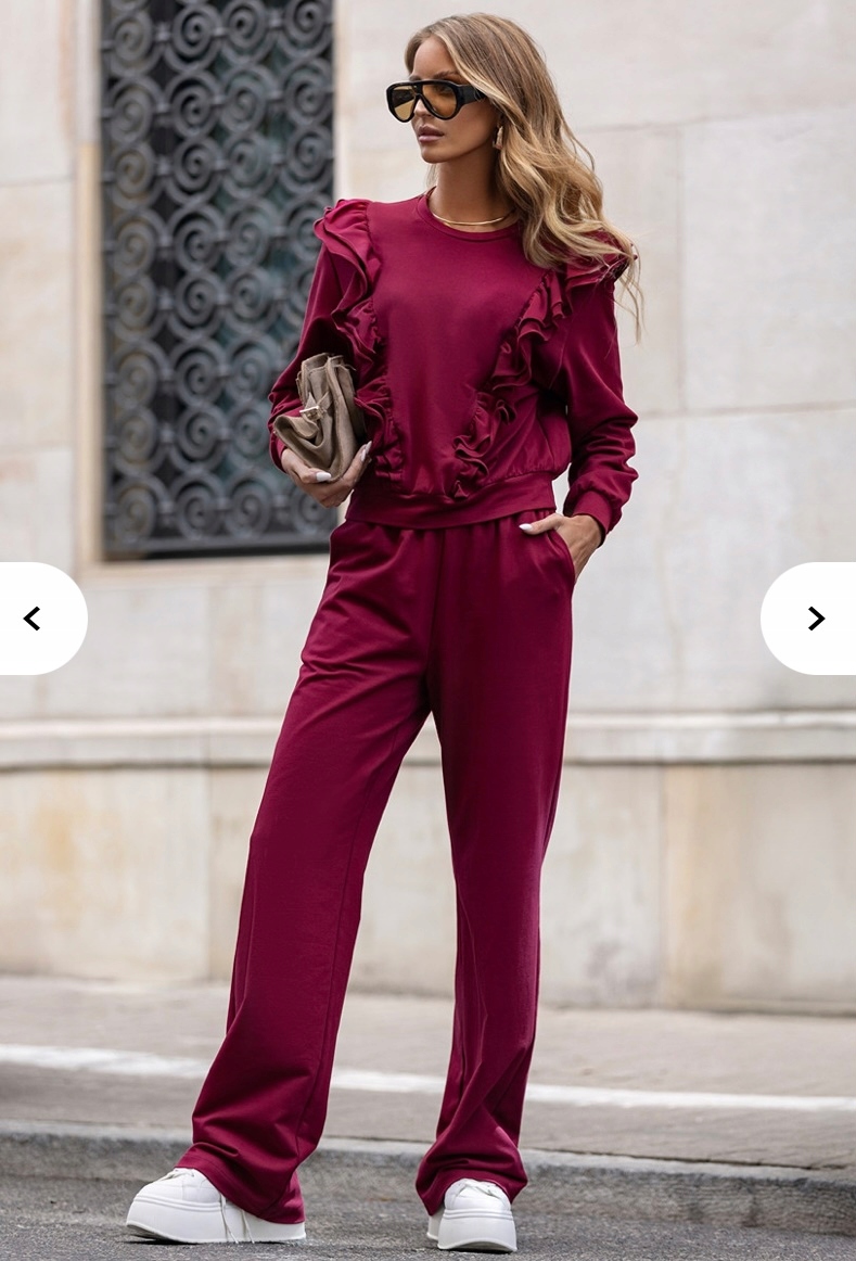 Dámské kompletní tepláky Bordové Mikina kalhoty Model 1141-1145, velikost L