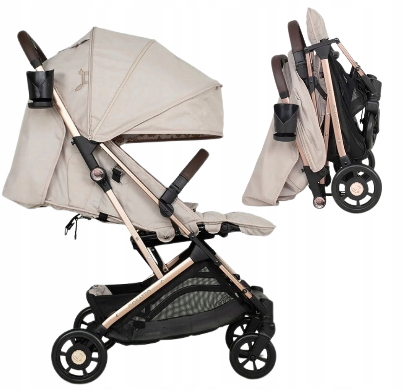 Wózek Spacerowy lekki Cosatto Woosh 4 Beżowy Whisper do 25 kg akcesoria