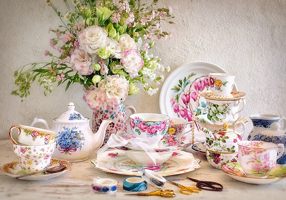

Puzzle 500 Widok Porcelana Kwiaty Wazon 9+ Castor