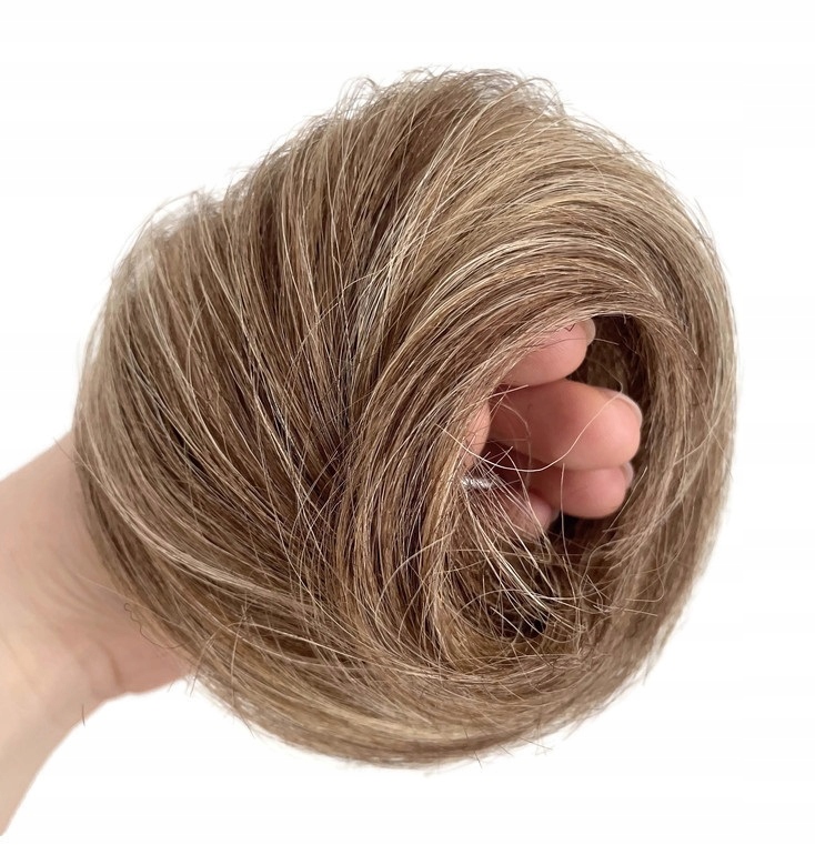 Doczepiany Kok na gumce Włosy 100% Naturalne 4/27 Balejaż Brąz średni blond