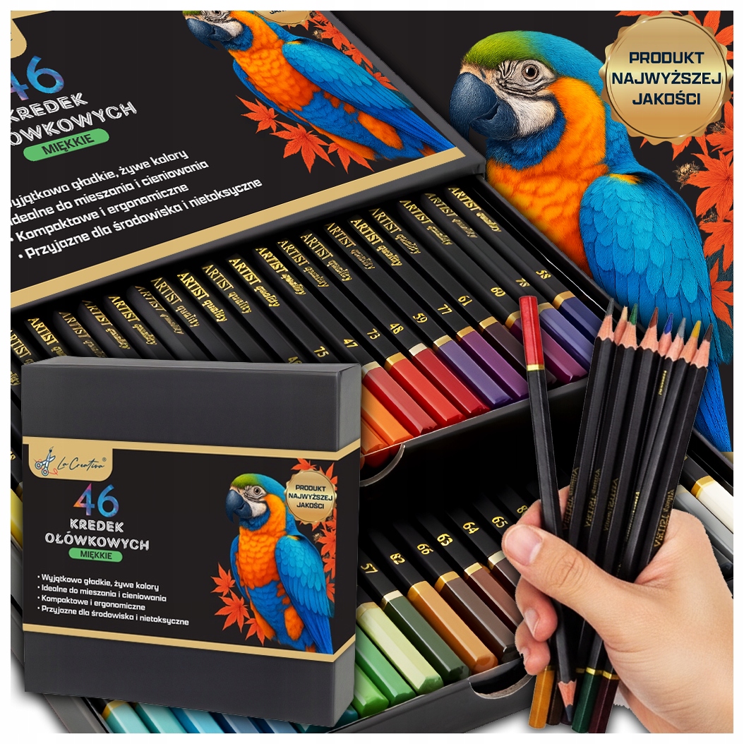 КАРАНДАШИ ДЛЯ КАРАНДАШЕЙ ПРОФЕССИОНАЛЬНЫЙ МЯГКИЙ НАБОР ДЛЯ РИСОВАНИЯ КАРАНДАШЕЙ 46 KOL
