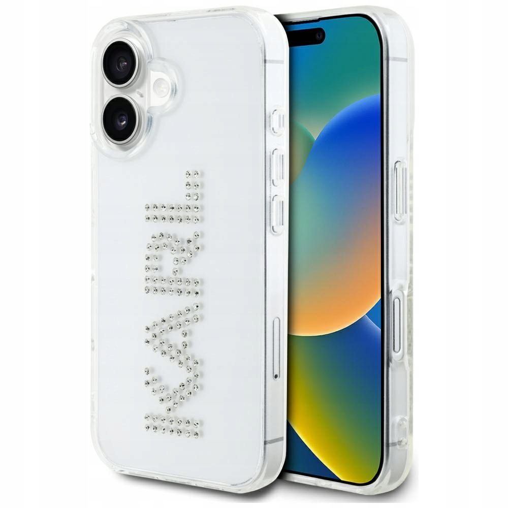 Pouzdro pro iPhone 16 Karl Lagerfeld Rhinestones, průhledné