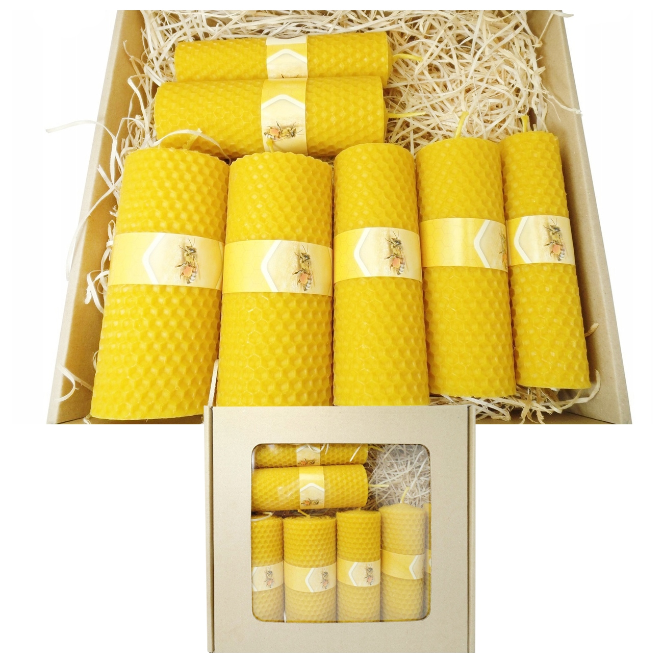 Dárková Sada Svíček 7X Svíčky Z Přírodního Vosk V Krabička