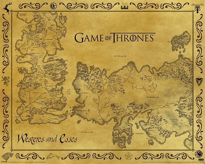 

Gra o Tron Mapa Westeros i Essos plakat 40x50 cm