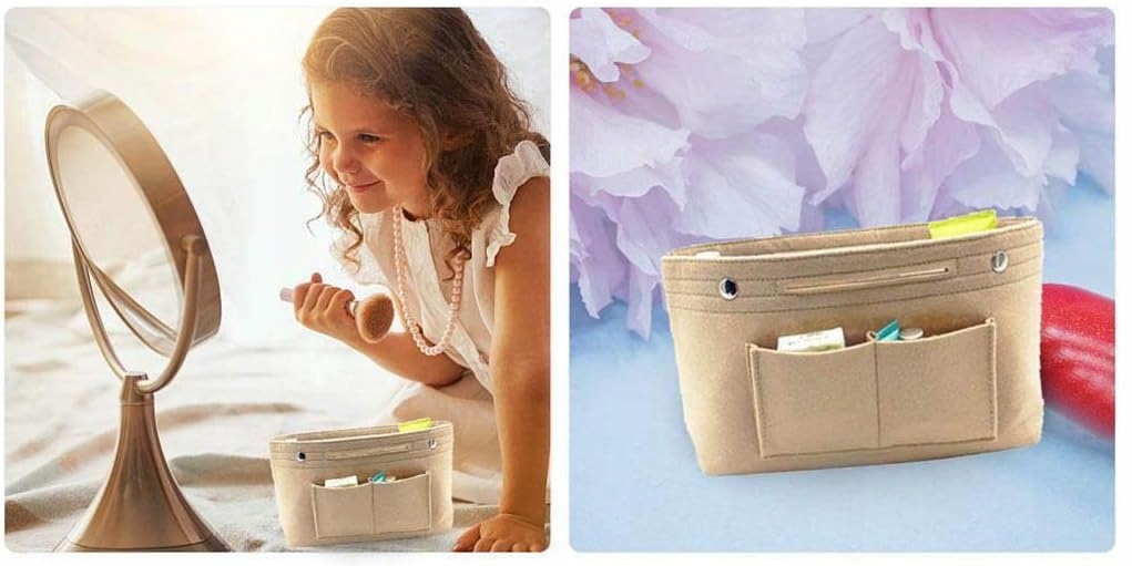 FILCOWA WKŁADKA ORGANIZER DO TOREBKI DAMSKIEJ KOSMETYCZKA Model BEIGE