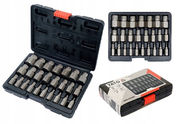 WYTRZYMAŁY Zestaw WYKRĘTAKÓW do USZKODZONYCH WYROBIONYCH ŚRUB HEX TORX YATO