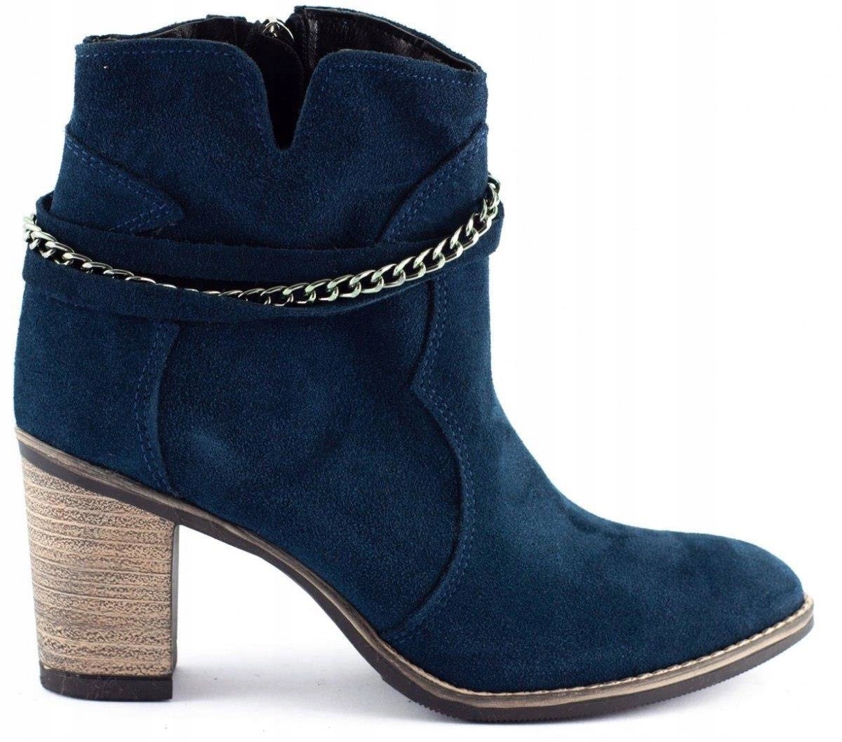 Dámské kotníkové boty na podpatku s podpatkem, tmavě modré, Megi, zapínací, 35