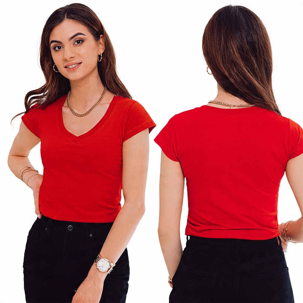 

T-shirt damski basic 002SLR czerwony S