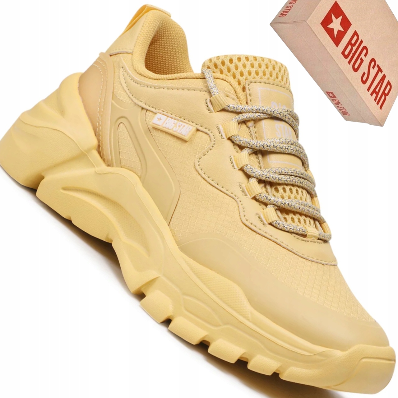 Sneakersy damskie Big Star JJ274792 żółte sportowe buty chunky