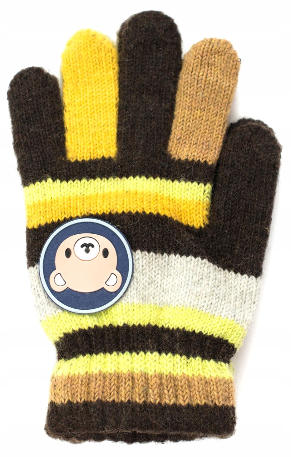 

Rękawiczki dziecięce ciepłe wełna kolor paski miś