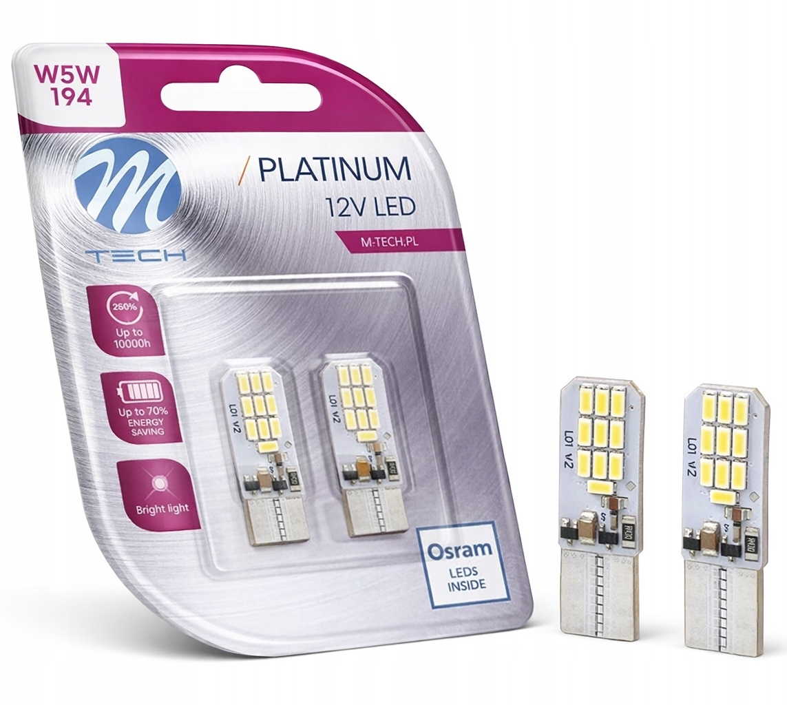 Żarówki W5W Led 12V 20xSMD3014 Canbus *białe* M-tech 2szt.