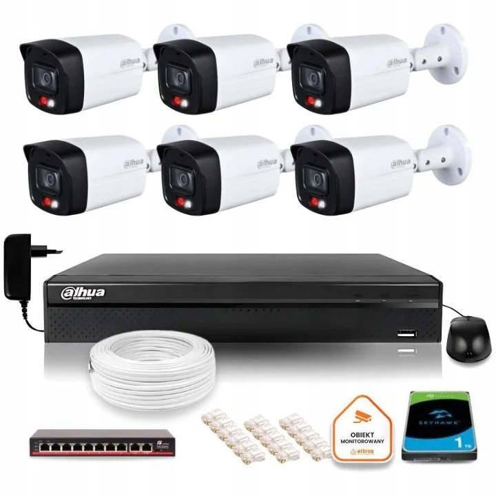 Sada monitorovania domu Ip 6x IPC-HFW1839TC-A-IL-0280B-S6 8MPx IR30m