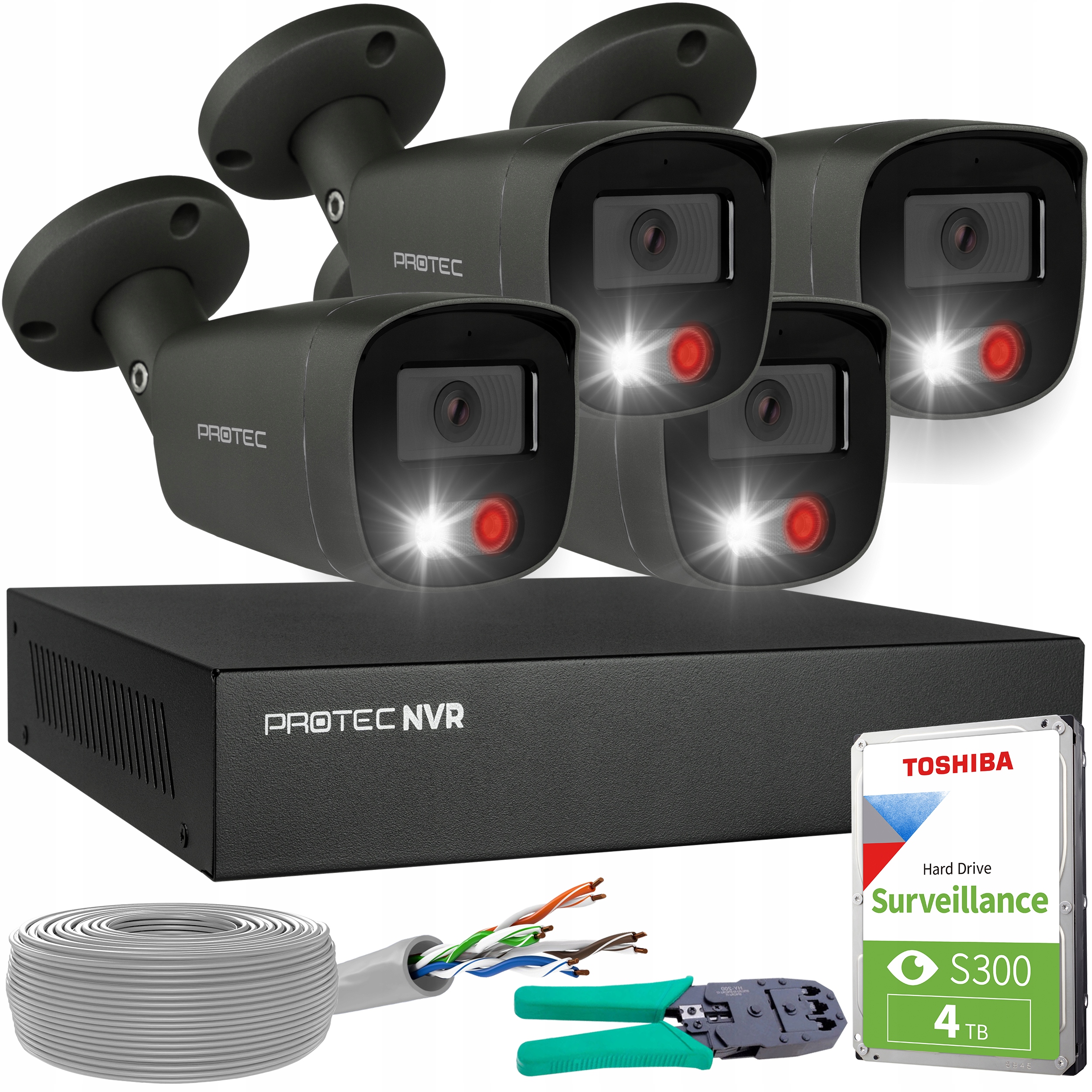 Sada pro monitorování Ip 4 kamery 5Mpx venkovní PoE grafitový Disk 4TB