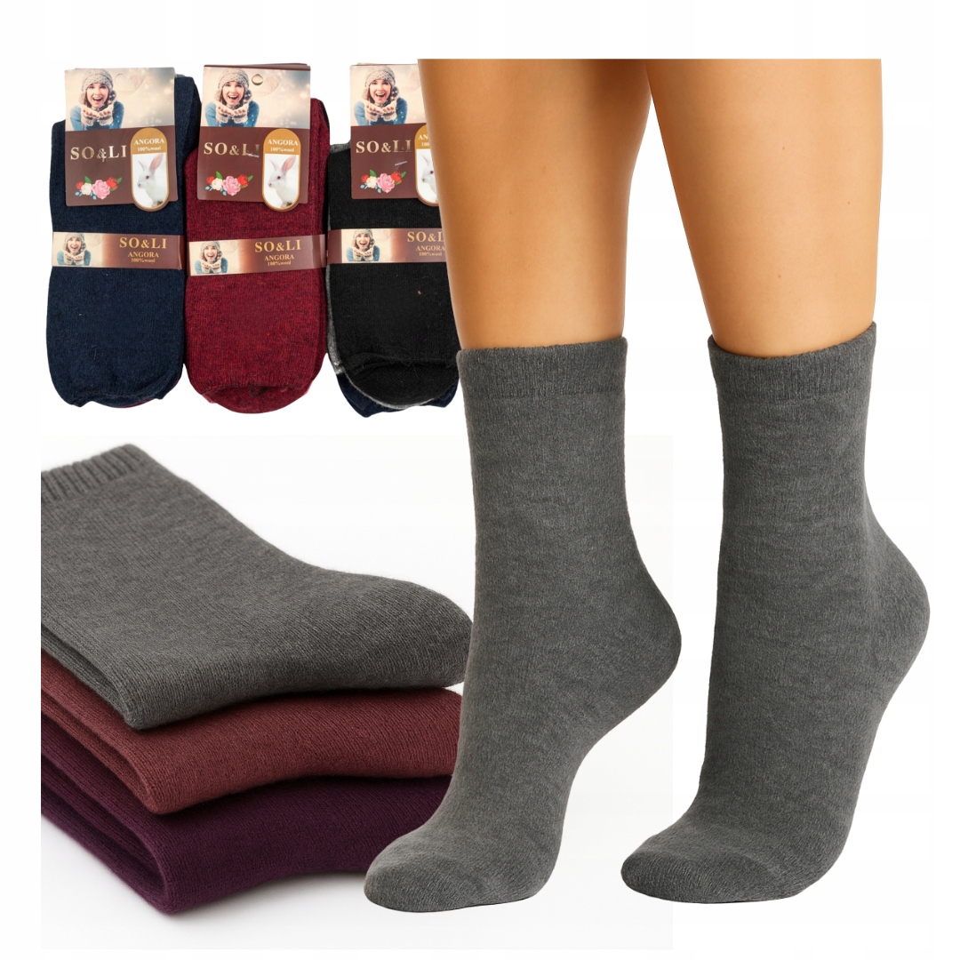 3x Ponožky zimní vlněné ponožky Angora Teplé Ponožky Na Zimu 35-38
