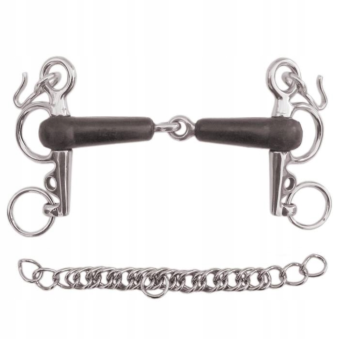 STALLION Pelham gumowy łamany + łańcuszek 14,5