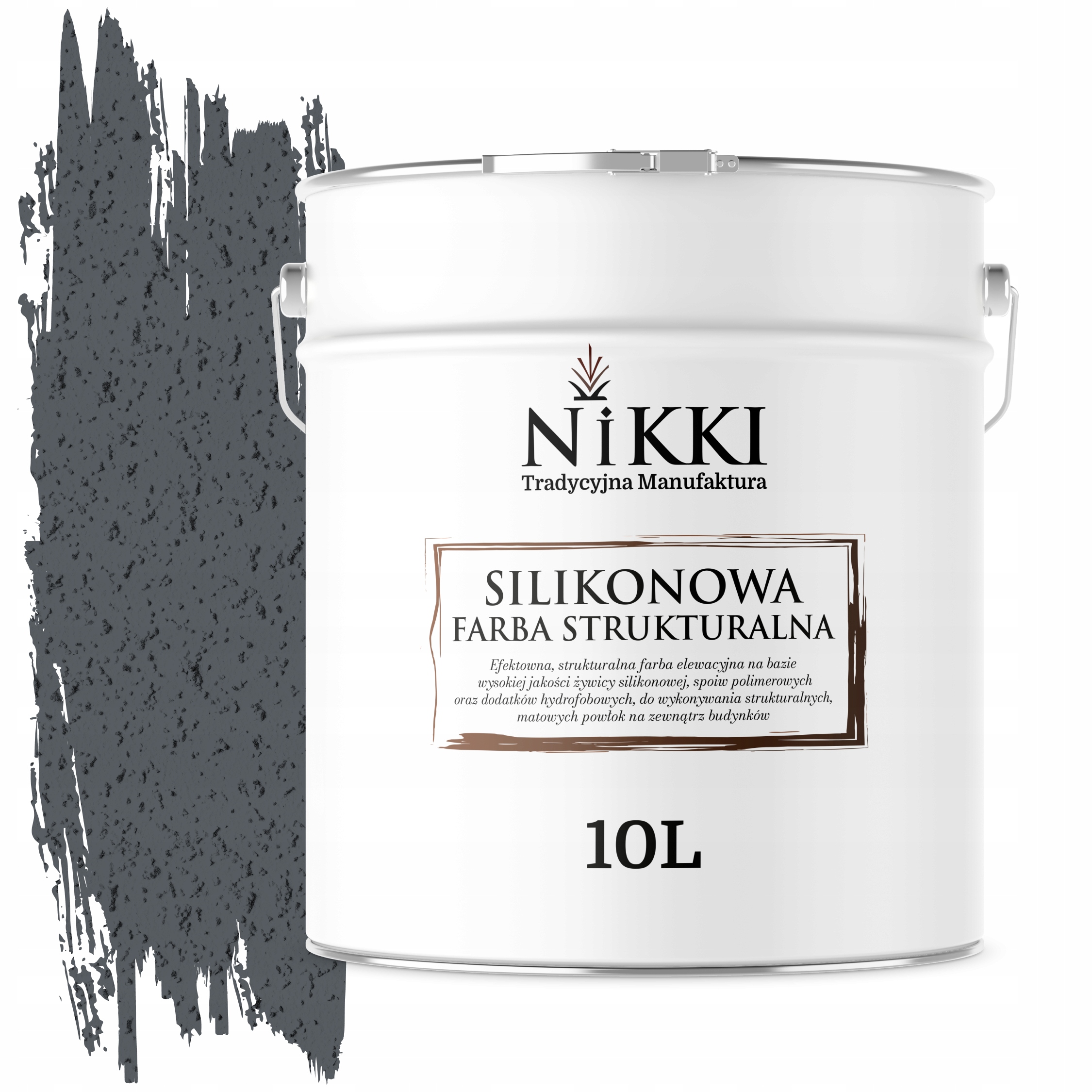 Štruktúrovaná fasádna silikónová fasádna farba 10 Sivá Grafitová F256