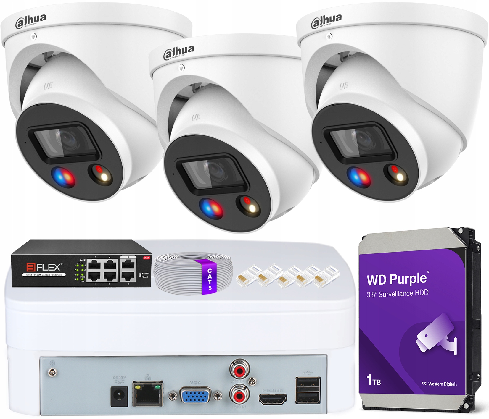 Sada pro monitorování 3 kamer 5Mpx WizSense Dual Illumination Dahua