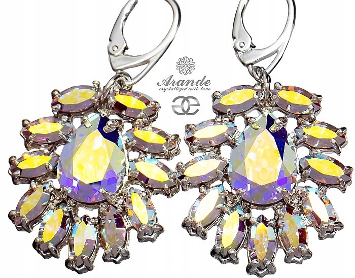 Krásné krystaly Náušnice Aurora Ab Azure Stříbro