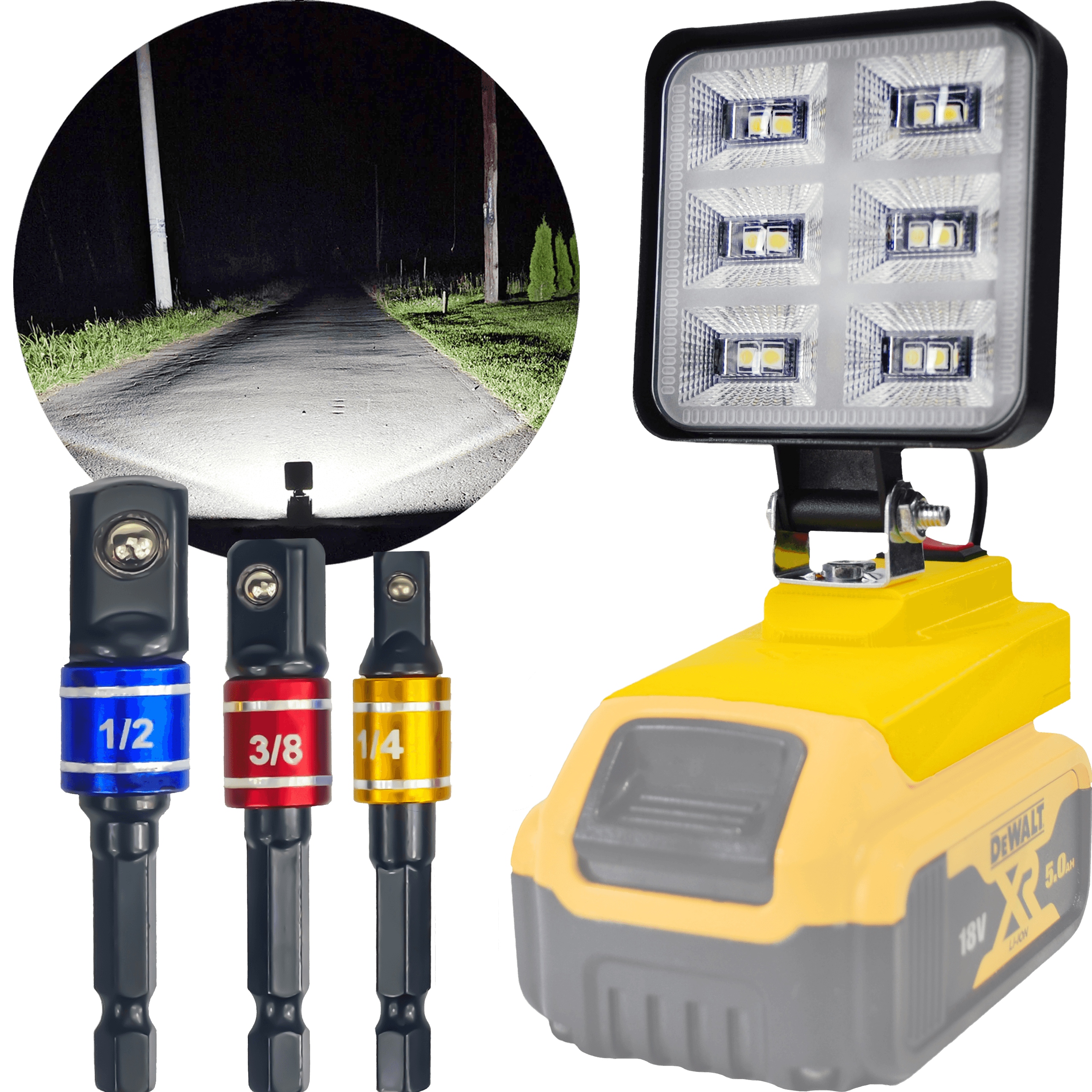 Sada Pracovní Lampa Dewalt 18V Sada Adaptérů Pro Nástavce
