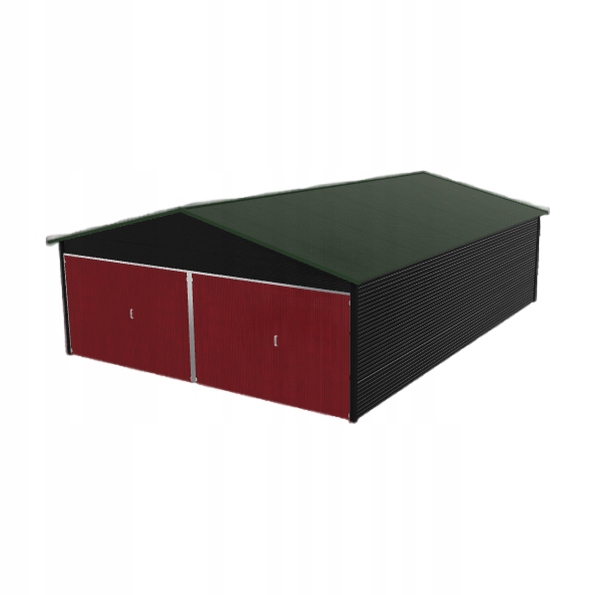 Plechová garáž 6x8.5 m dvoupolohová, dvoupolohová, černá