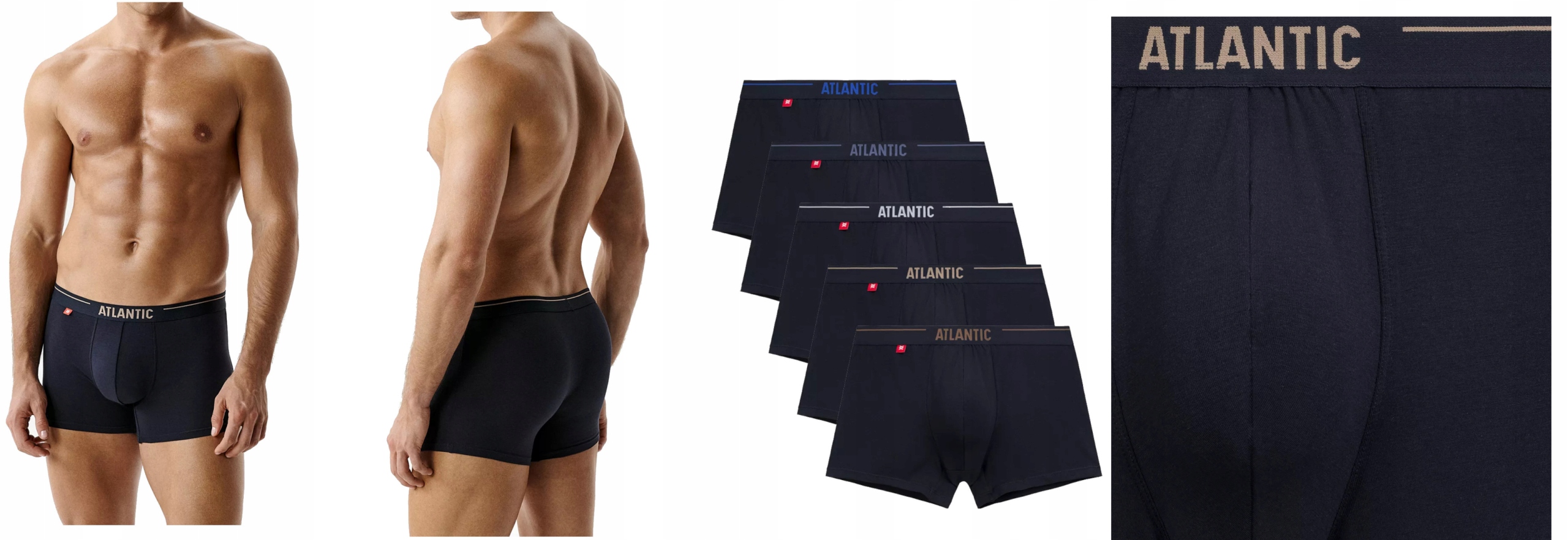 Pánské Spodní Prádlo Atlantic Boxerky 55MH-004 5-PAK, Tmavě Modrá Barva