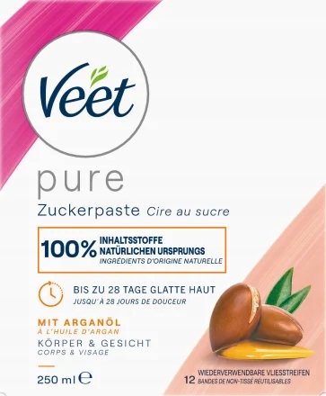 Veet Pure cukrová pasta Vosk pro depilaci s arganovým olejem 250 ml