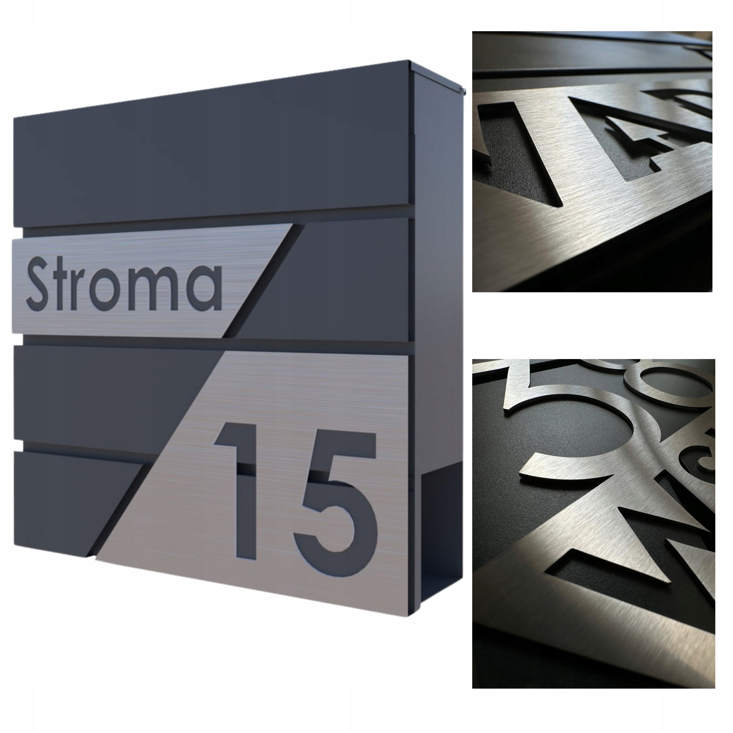 Velká Poštovní Schránka S Adresou, Číslo Domu (tabl nerezová ocel Laser),