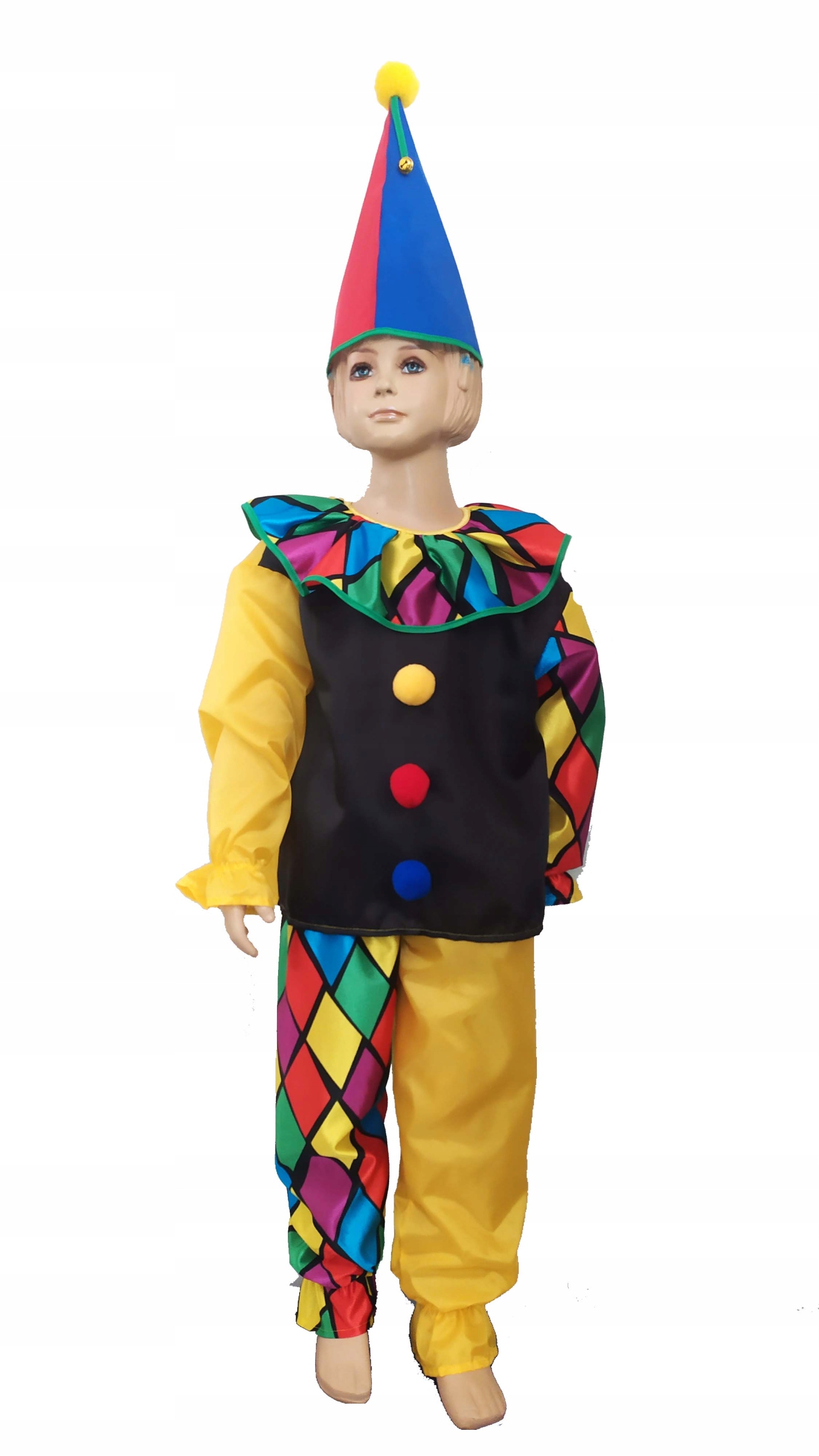 @ strój KLAUN PAJAC CLOWN arlekin 122-128 pierrot