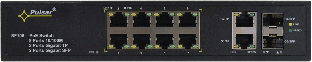 Pulsar SF108 Přepínač 8x PoE 2x Sfp 2x UpLink