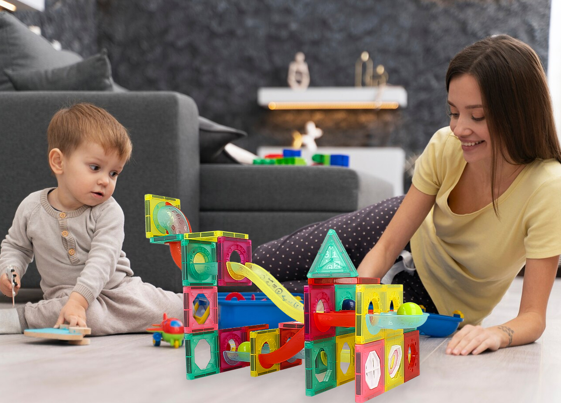 DUŻE KLOCKI MAGNETYCZNE KONSTRUKCYJNE Tor Zjeżdżalnia Labirynt 78 elementów Rodzaj zestaw