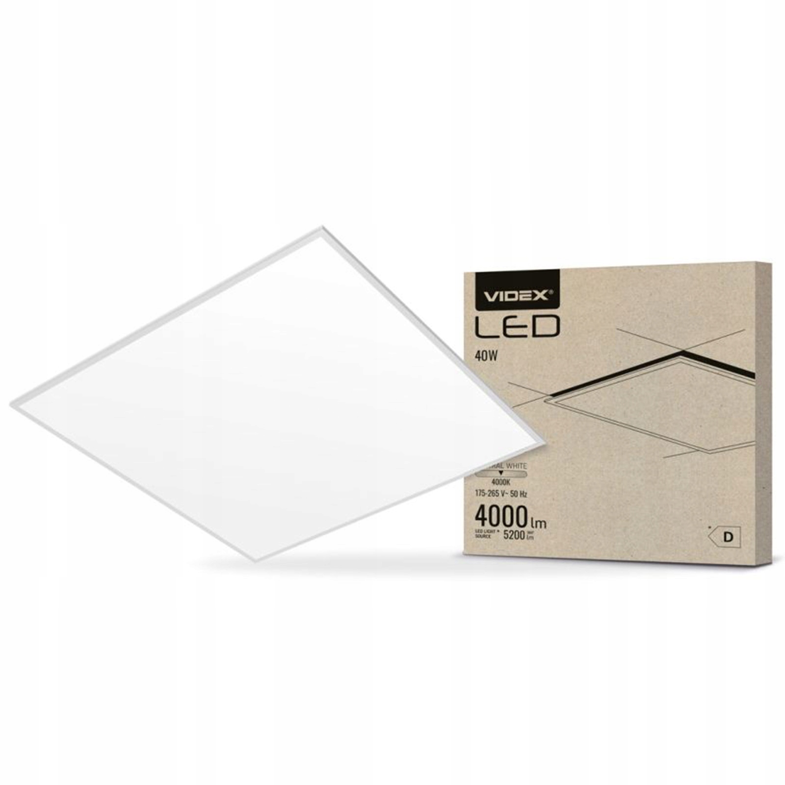 Podomítkový Led panel 60x60 40W 5200lm 4000K Neutrální bílá Vide