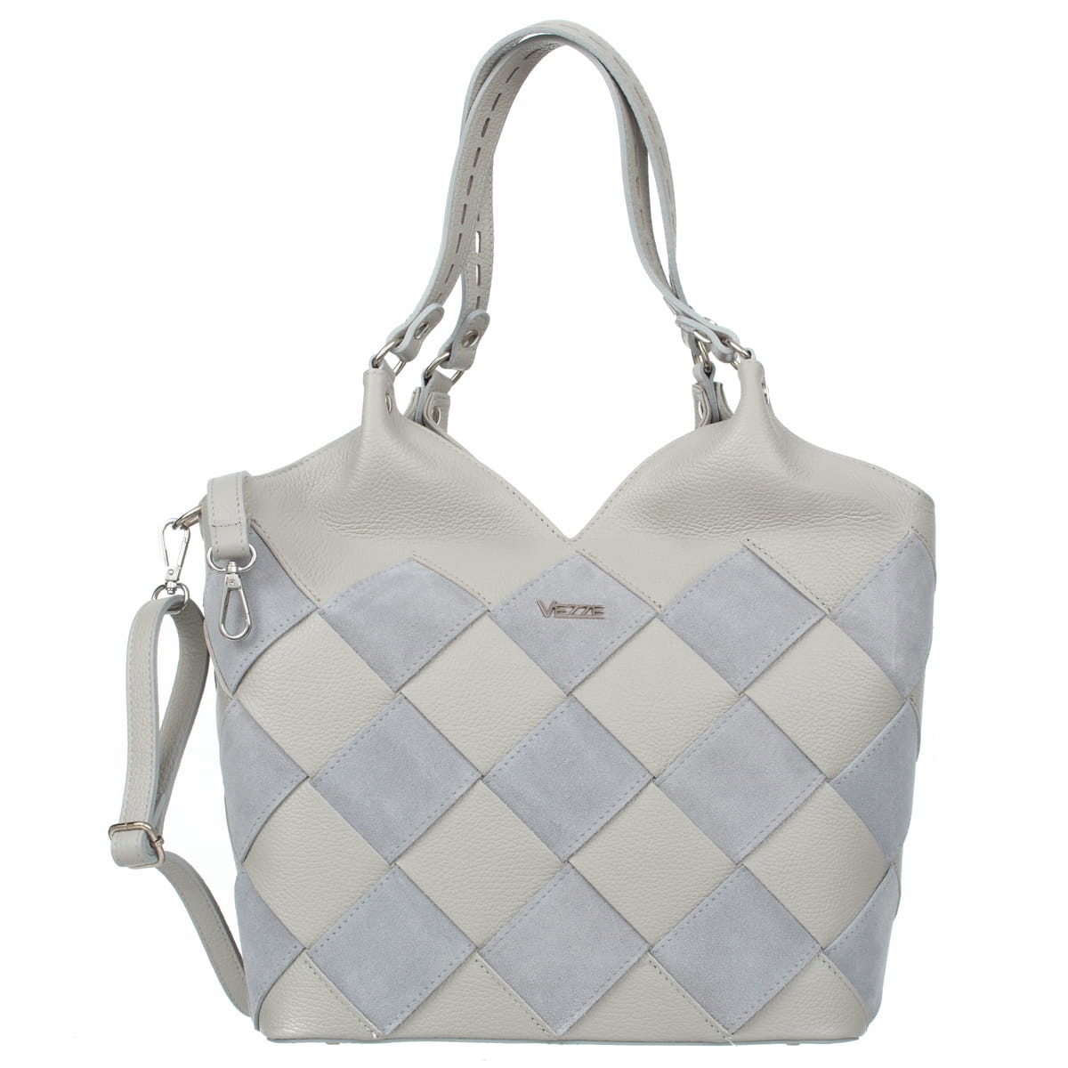 Velká kožená kabelka Vezze Scacchi Šedá