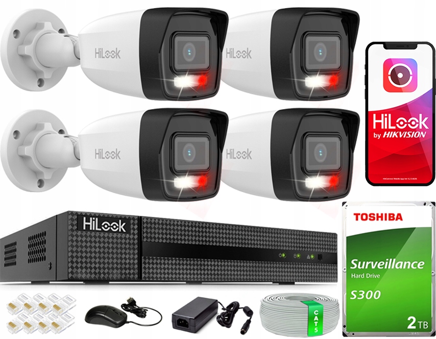 Set Na Monitorovanie Domu 4MPx Poe 4 Kamery Hilook By Hikvision Audio 2TB
