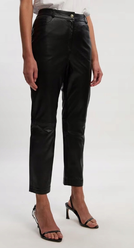 Černé Kožené Kalhoty S Rovnou Nohavicí Karen Millen Xs