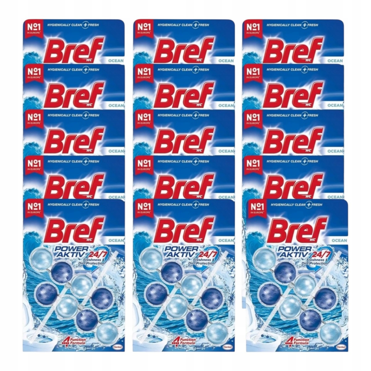 15x Kostky přívěsku na Wc Bref Power Aktiv Ocean 2x50 g mořský
