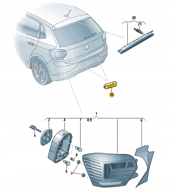 1K8943021D - Светодиодные лампы VW Arteon, Polo, Golf, Passat, Scirocco