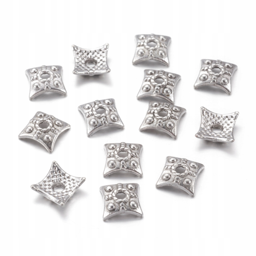 Nakładki Metalowe na Koraliki 7.5x7.5x3mm 20szt