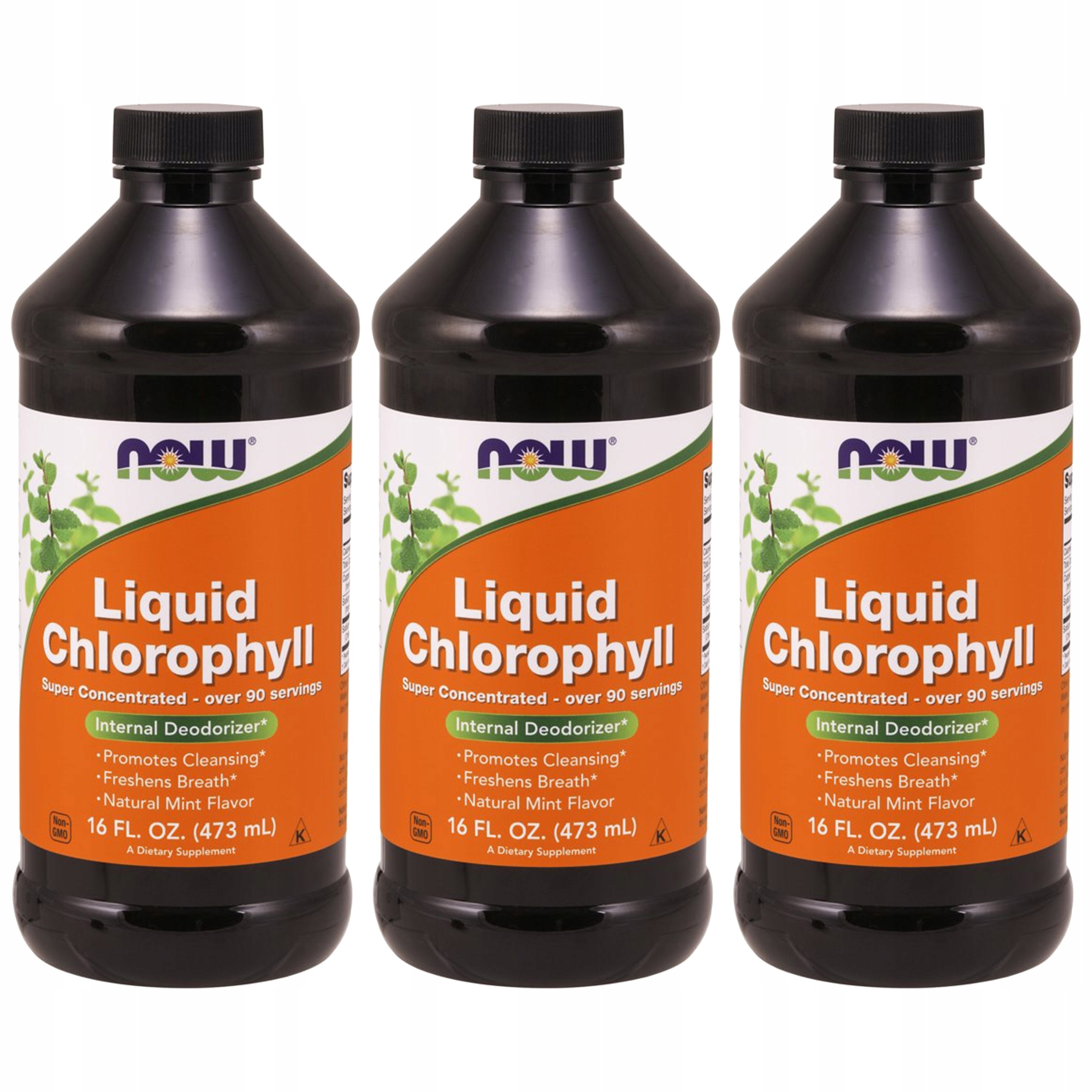 3x Chlorofil w płynie odtruwanie trawienie antyoksydant 473ml Now