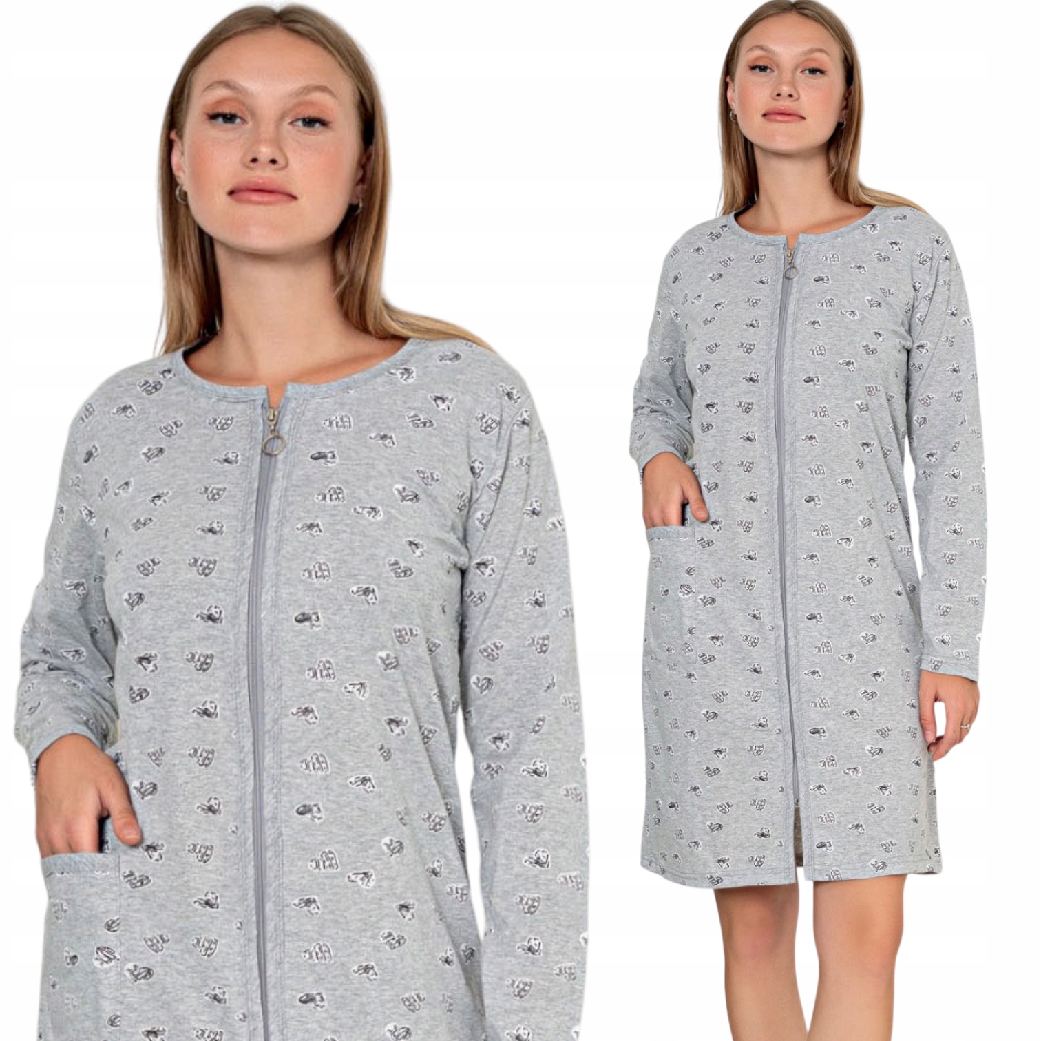 PODOMKA/SZLAFROK DAMSKI CIENKI BAWEŁNIANY NA ZAMEK/KESIEŃ