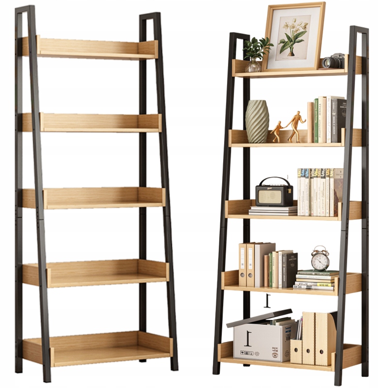 Regál Rebrík Na Knihy Segregatory Dubový Čierny Do Kancelárie Obývacej Izby Loft