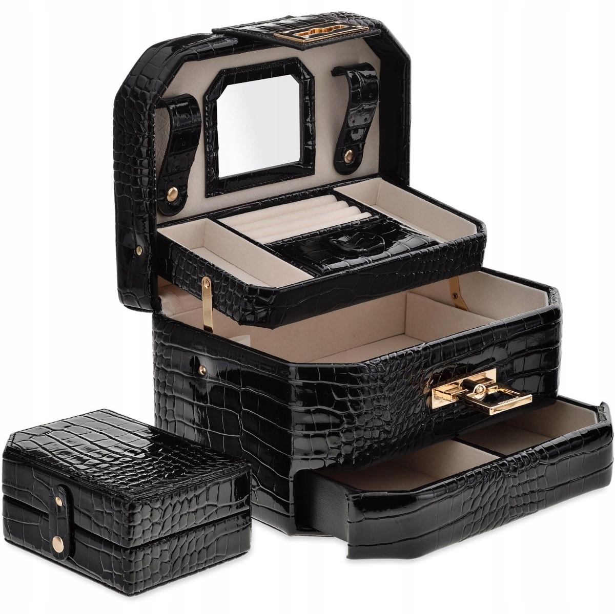 Šperkovnice Na Bižuterii Prsteny Náhrdelníky Organizér XXL Velký Černý