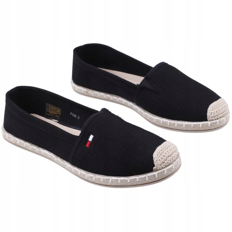 CZARNE ESPADRYLE DAMSKIE WSUWANE TENISÓWKI PŁASKIE PÓŁBUTY WYGODNE Rozmiar 41