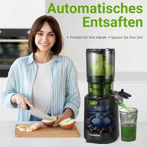 AMZCHEF Wolnoobrotowy Wyciskarka 250W 135MM Do Warzyw i Owoców 1,8L Czarna — miniatura 6