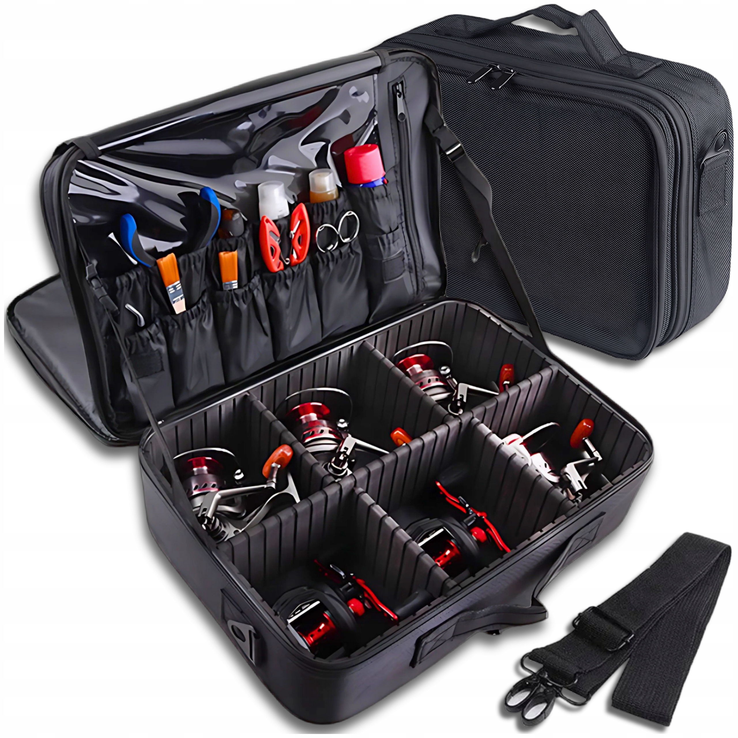 Torba Wędkarska Sztywna Organizer na Kołowrotki Duże Przynęty Method Feeder