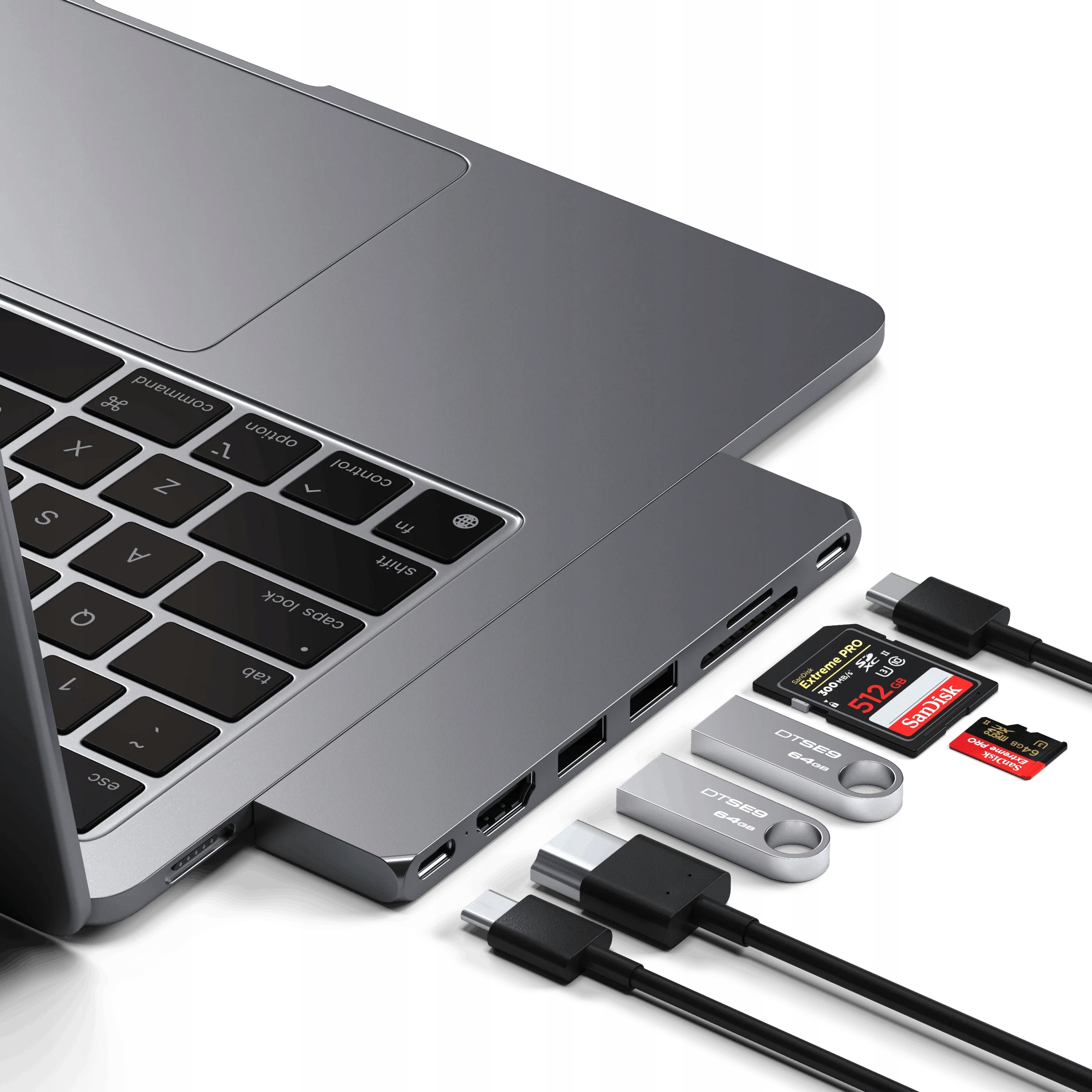 Satechi Pro Hub Slim hliníkový hub 2x Usb-c pro MacBook Usb 4 Hdmi 2x Usb-a