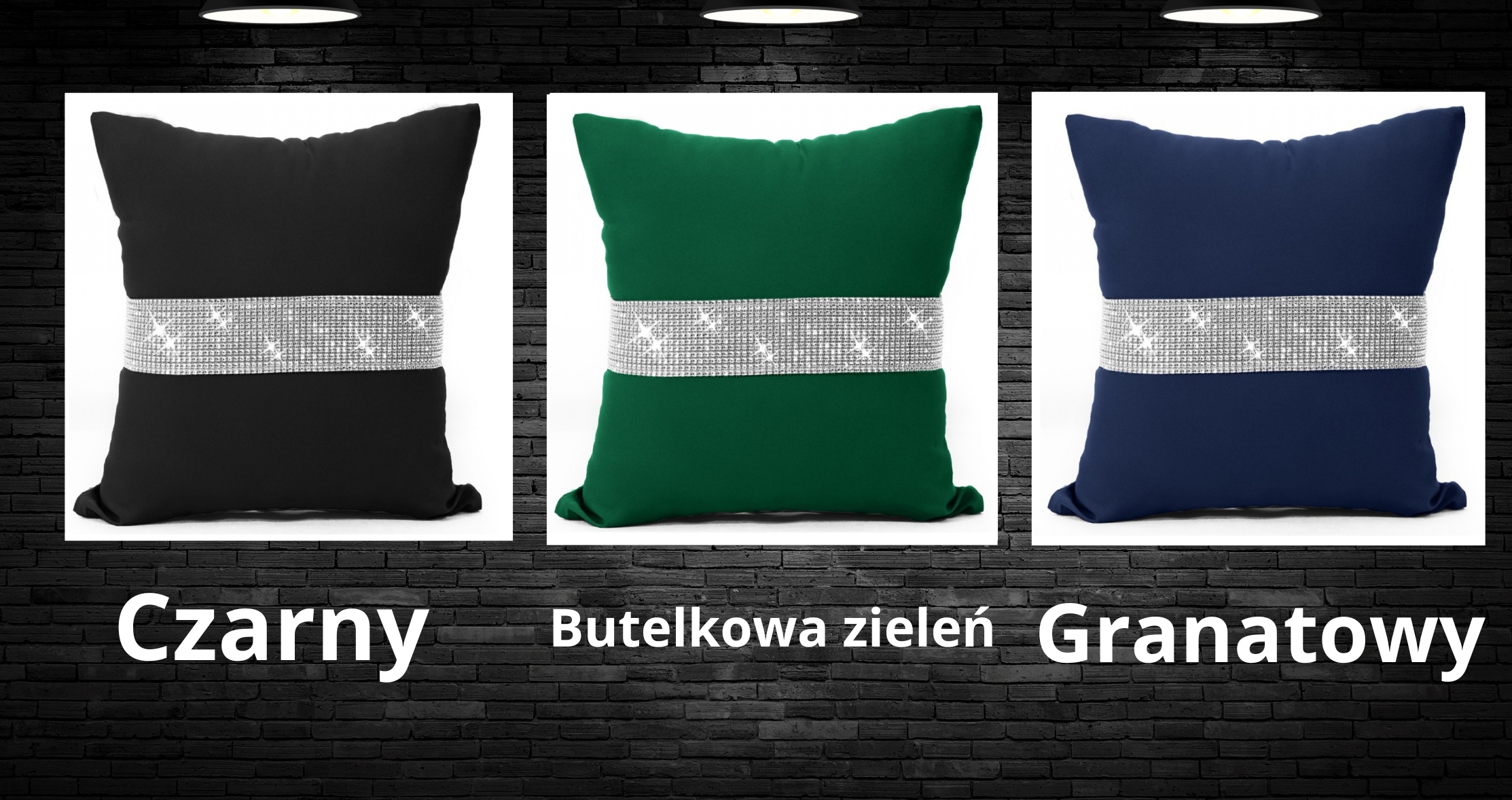 Poszewka na poduszkę z cyrkoniami 40x40 Diamenty Długość 40 cm