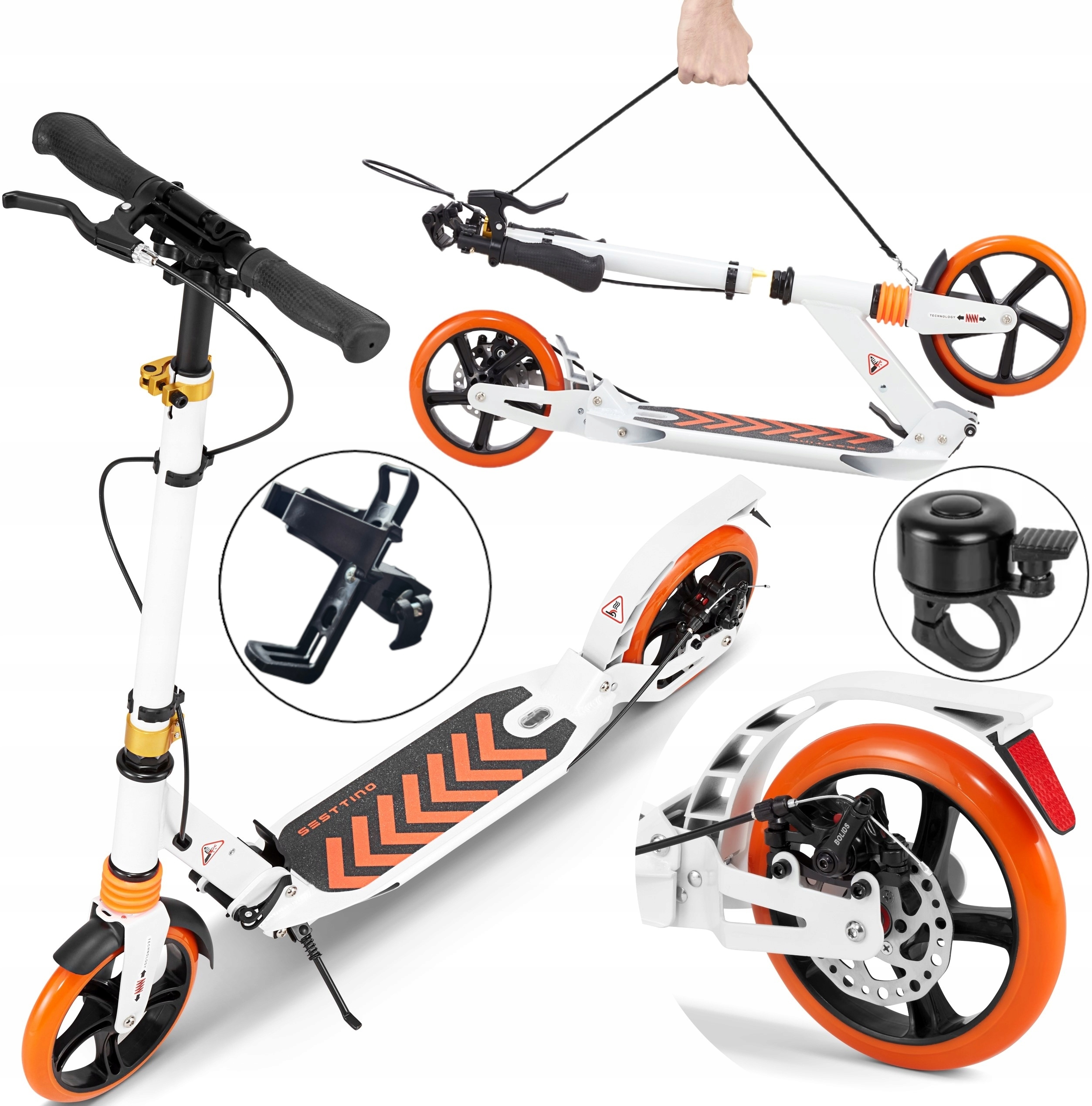 Duża Składana Hulajnoga Miejska Sesttino Shiro Hamulec Tarczowy Amortyzacja