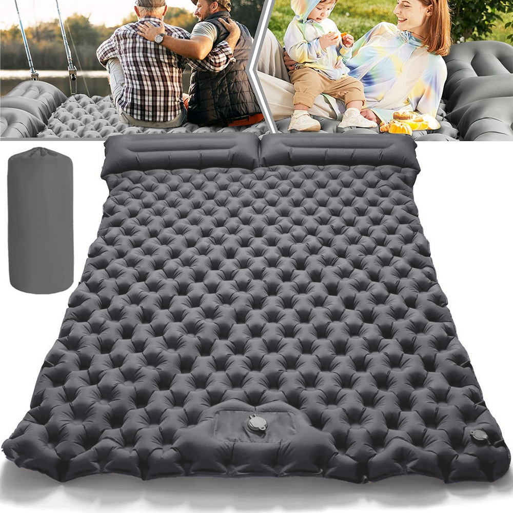 Materac Samopompujący Podwójny Turystyczny Wbudowana Pompka Z Poduszką